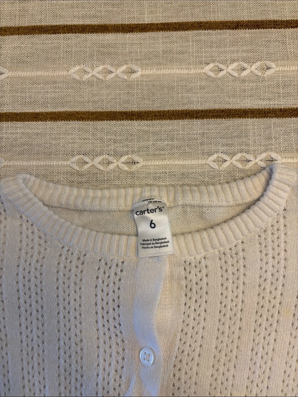 Carter's White Knit Button-Up Cardigan